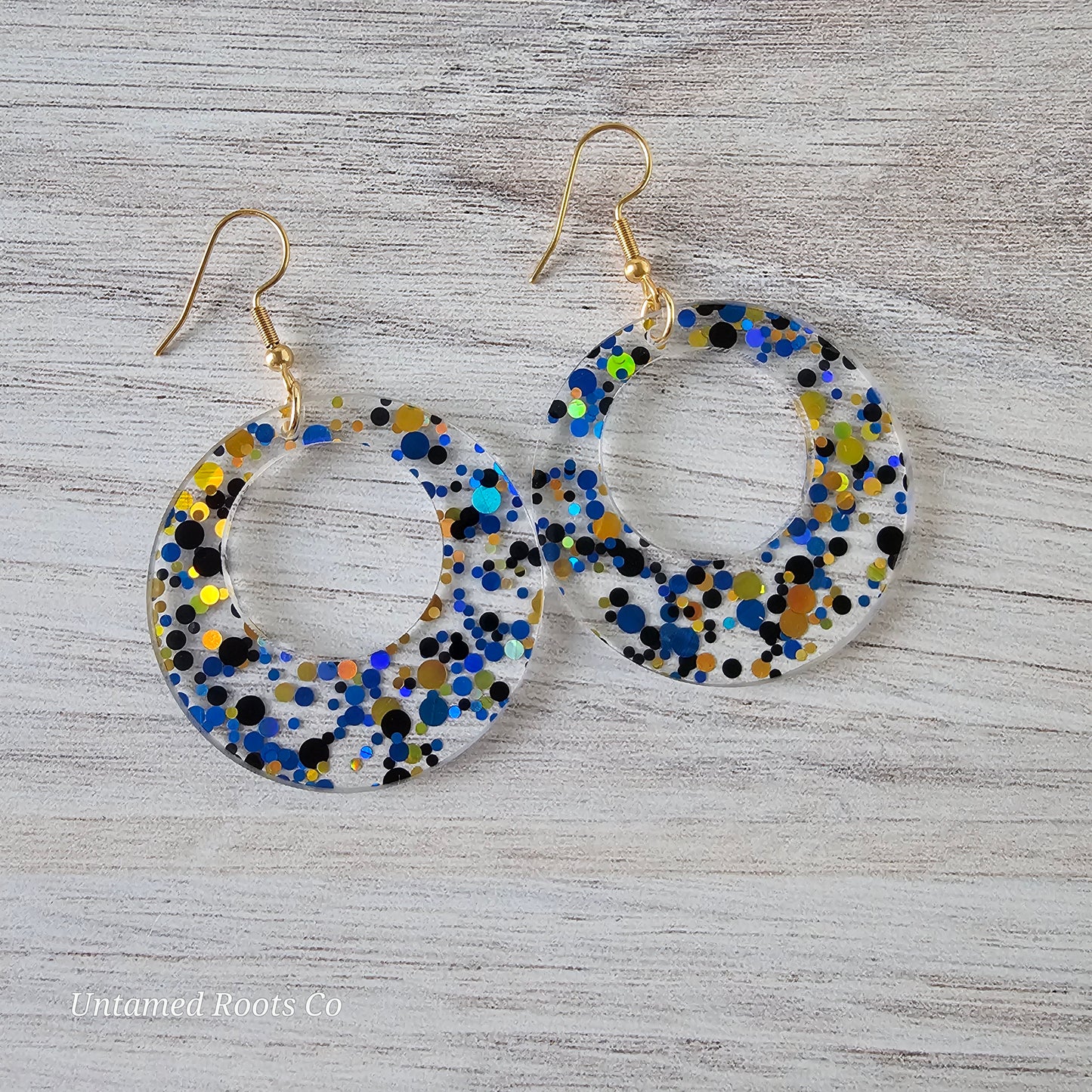 Blue & Gold Polka Dot Earrings (8 styles)