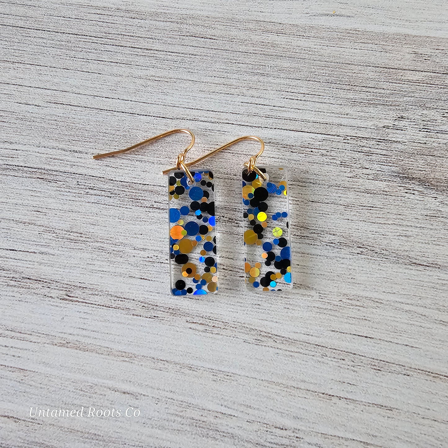 Blue & Gold Polka Dot Earrings (8 styles)