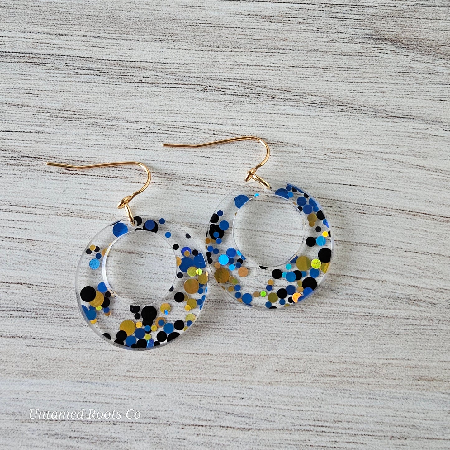 Blue & Gold Polka Dot Earrings (8 styles)