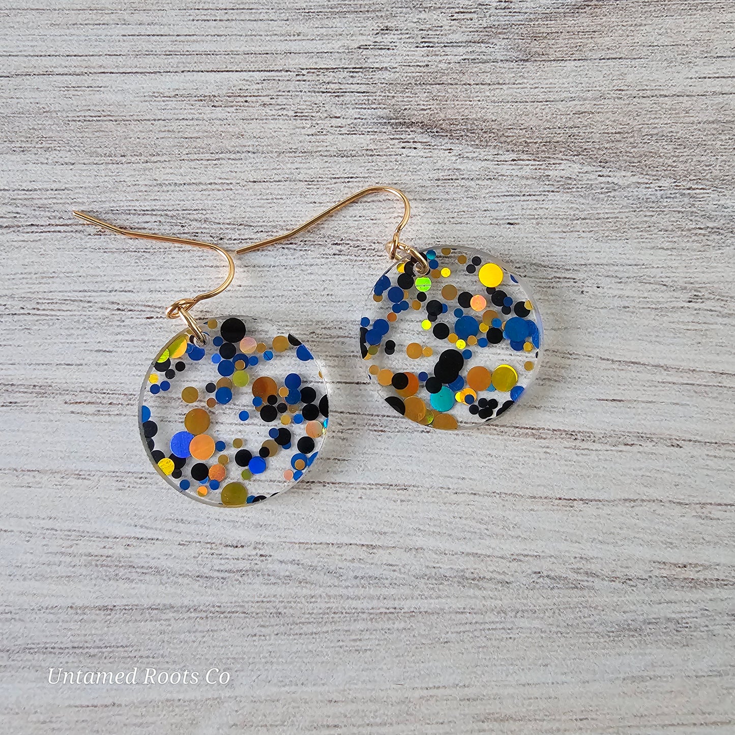 Blue & Gold Polka Dot Earrings (8 styles)