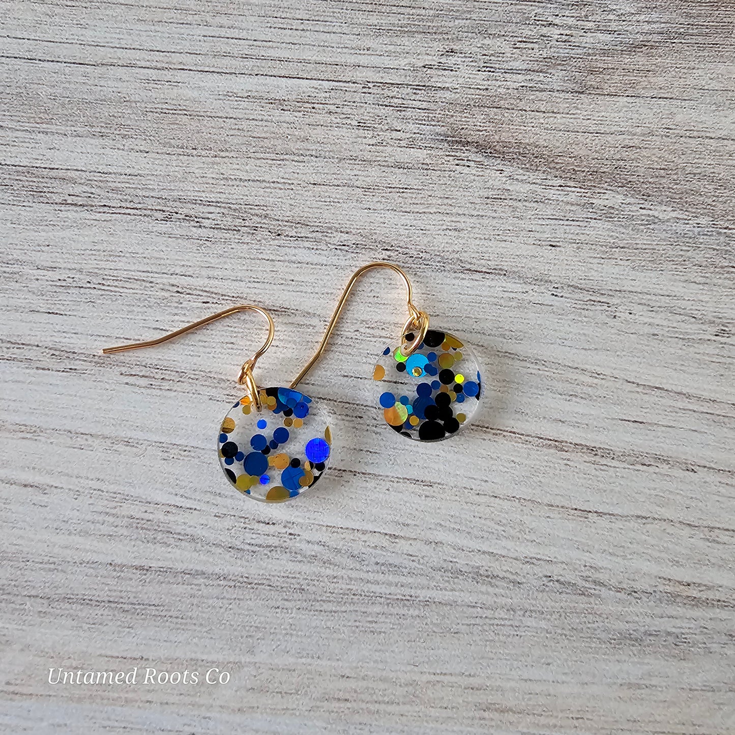 Blue & Gold Polka Dot Earrings (8 styles)