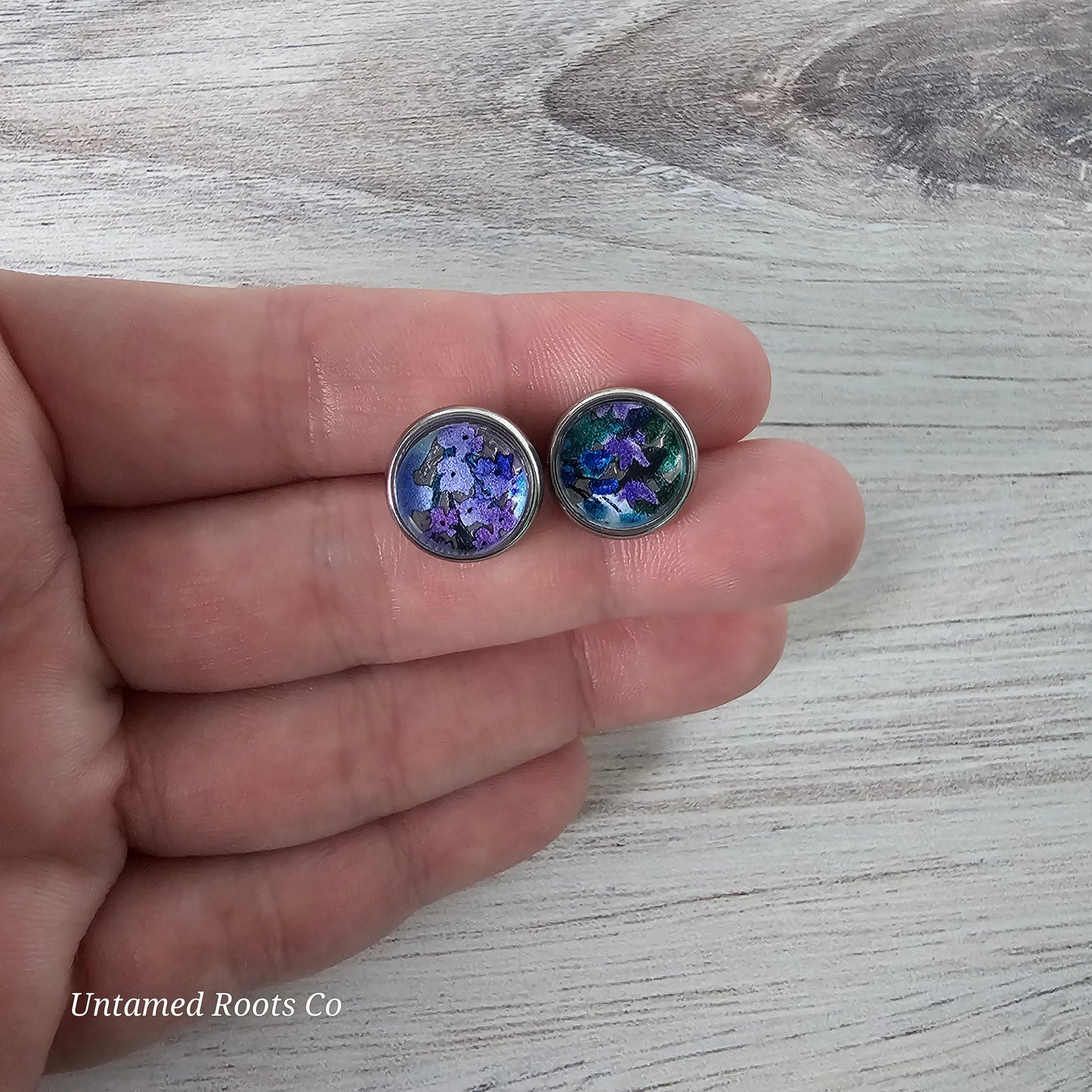 Blueberry Floral Stud Earrings