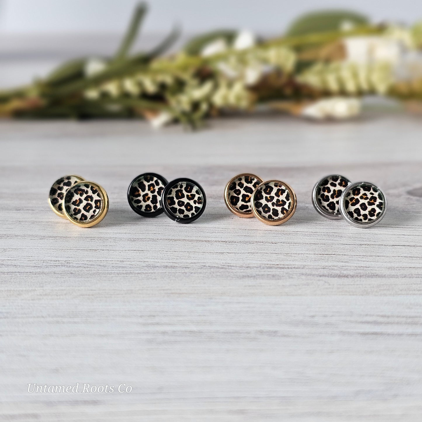 Leopard Print Stud Earrings
