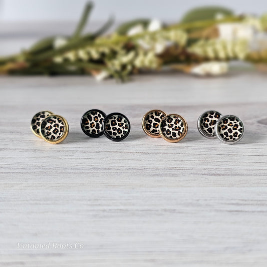 Leopard Print Stud Earrings