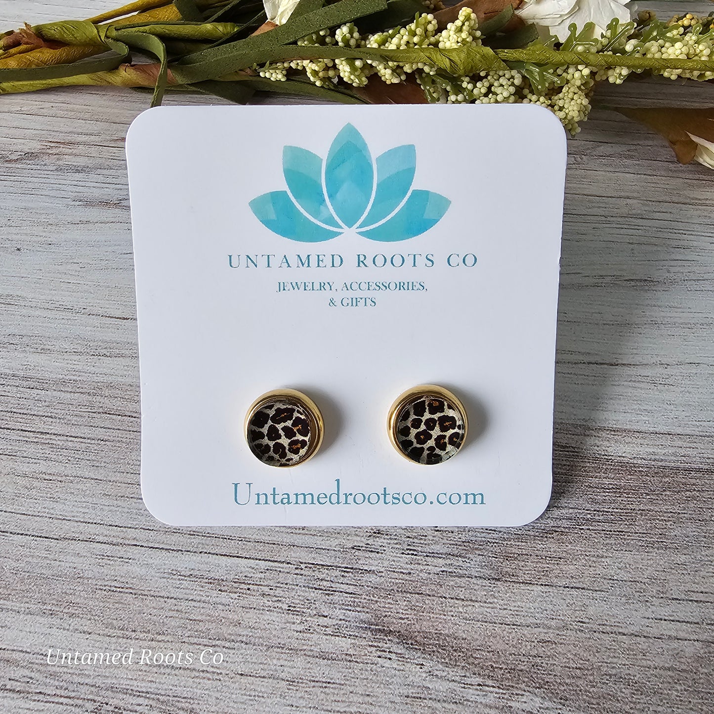 Leopard Print Stud Earrings