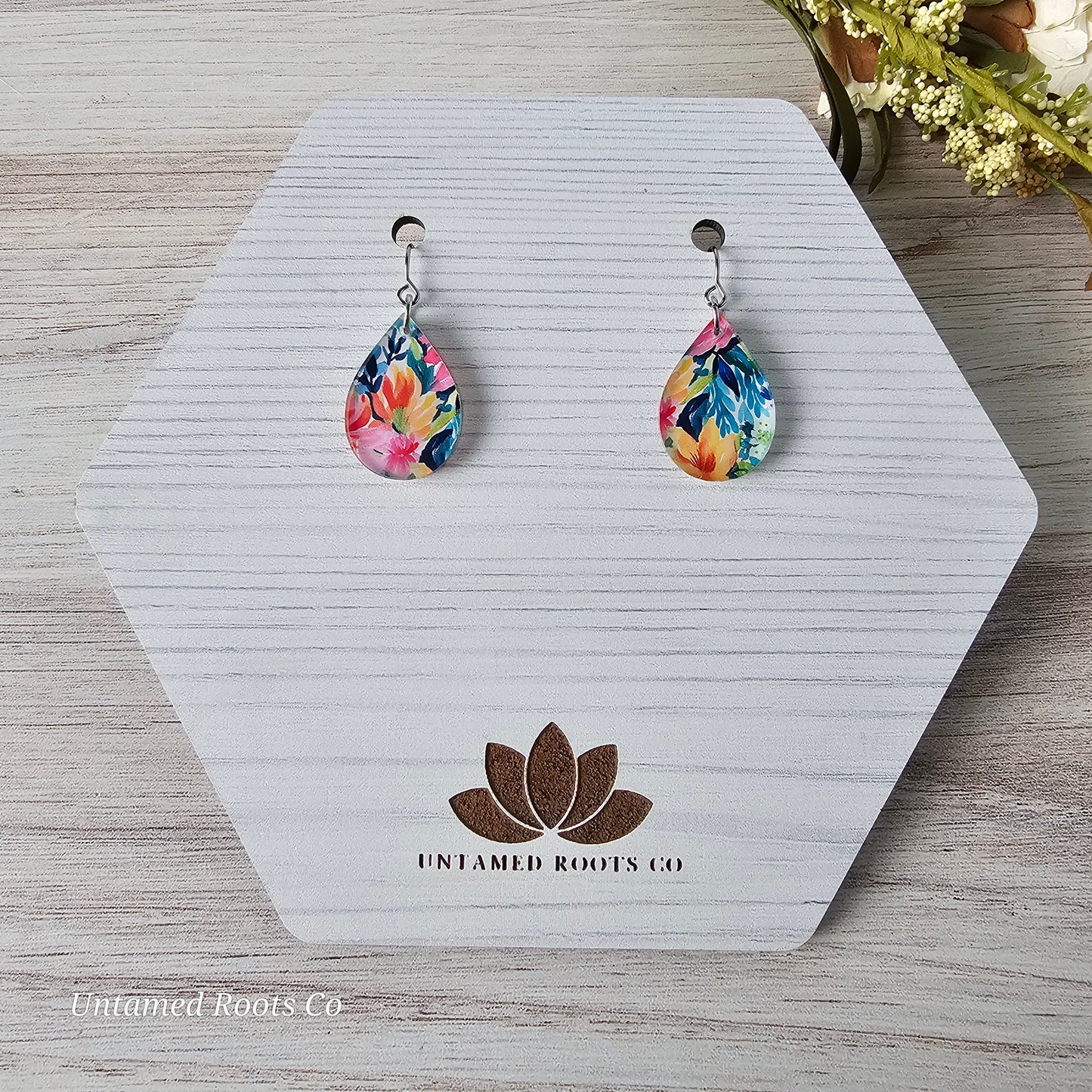 Watercolor Lily Print Earrings (8 styles)