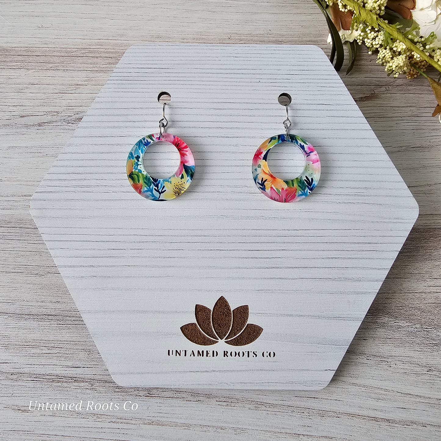 Watercolor Lily Print Earrings (8 styles)