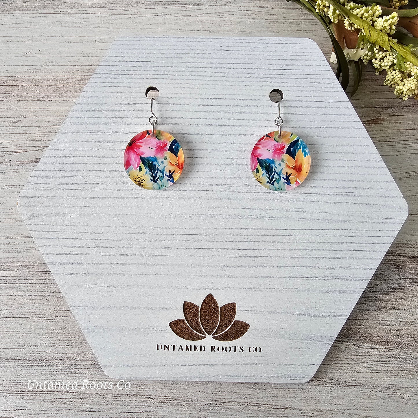 Watercolor Lily Print Earrings (8 styles)