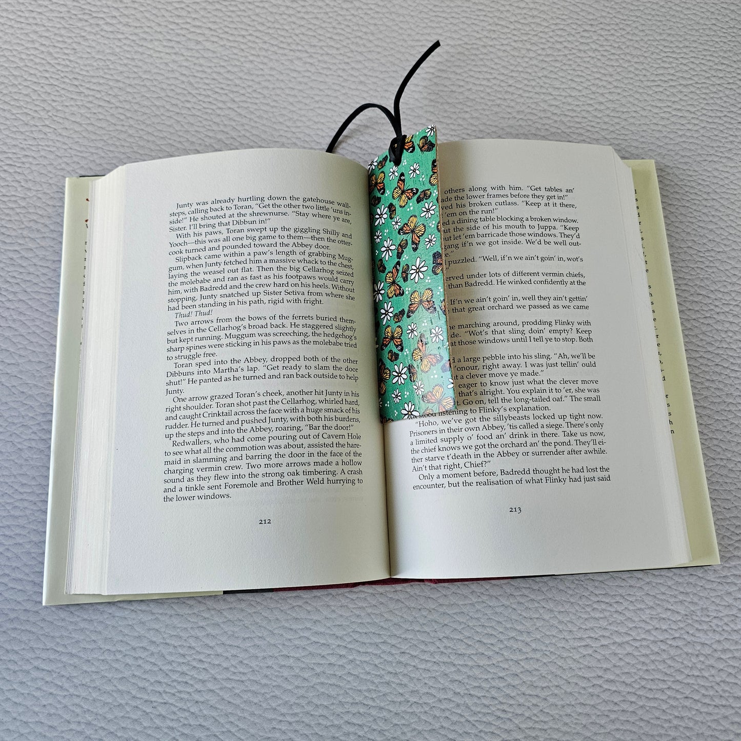 Butterflies & Daisies Leather Bookmark