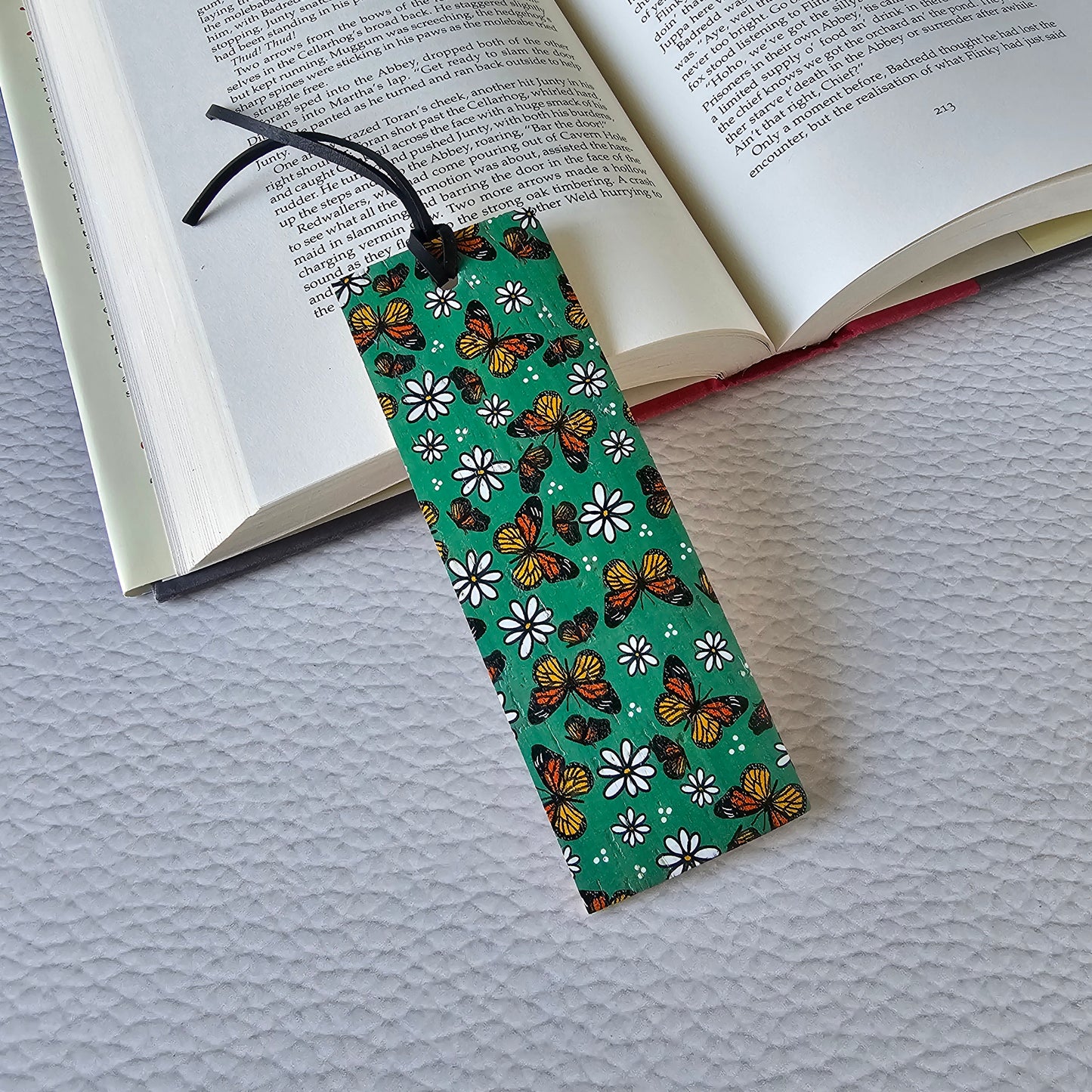 Butterflies & Daisies Leather Bookmark