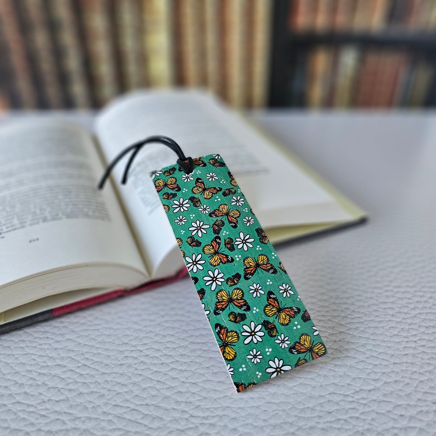 Butterflies & Daisies Leather Bookmark