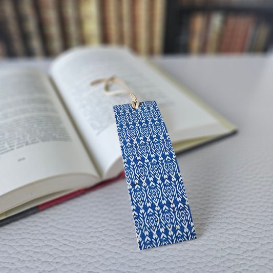 Navy Boho Diamonds Leather Bookmark