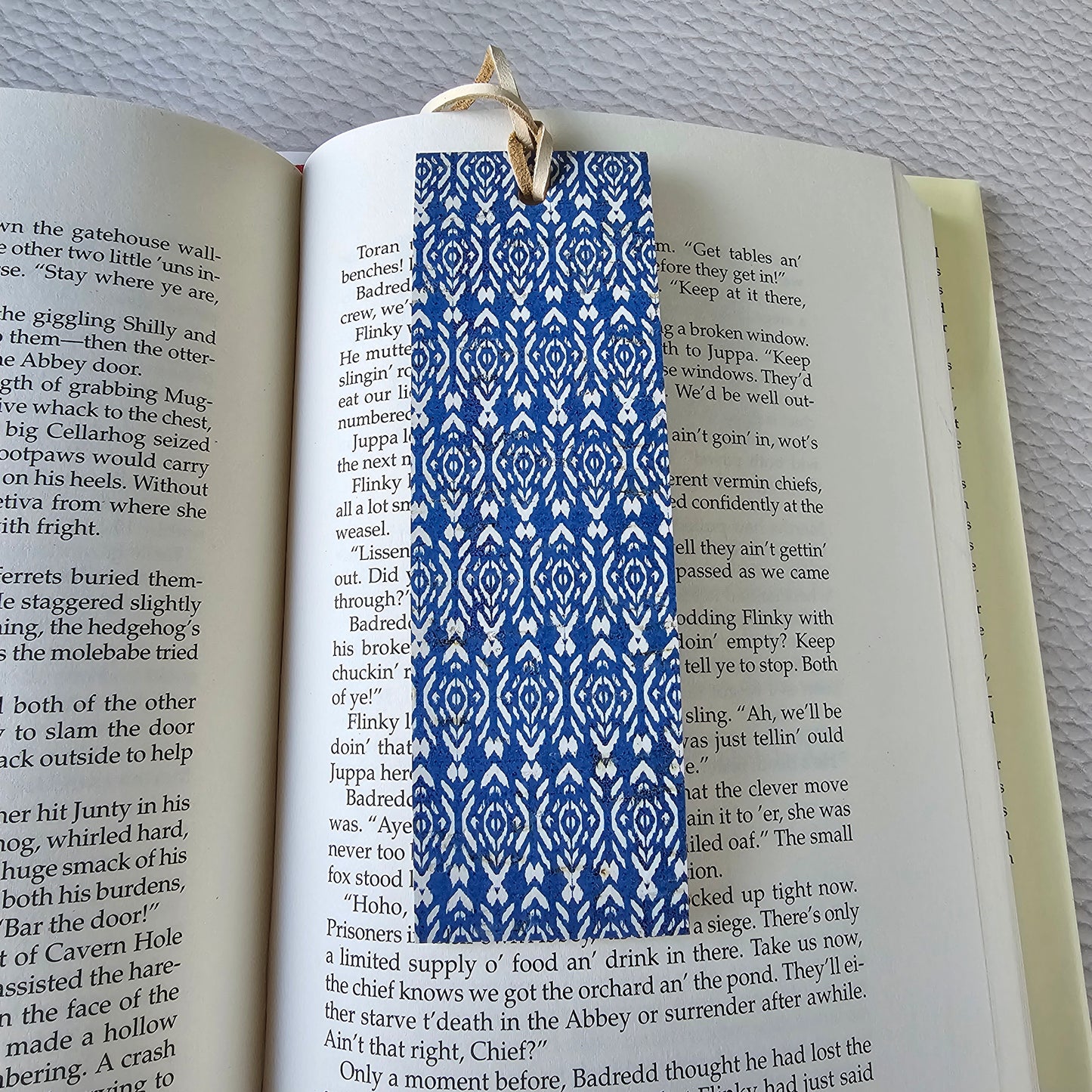 Navy Boho Diamonds Leather Bookmark