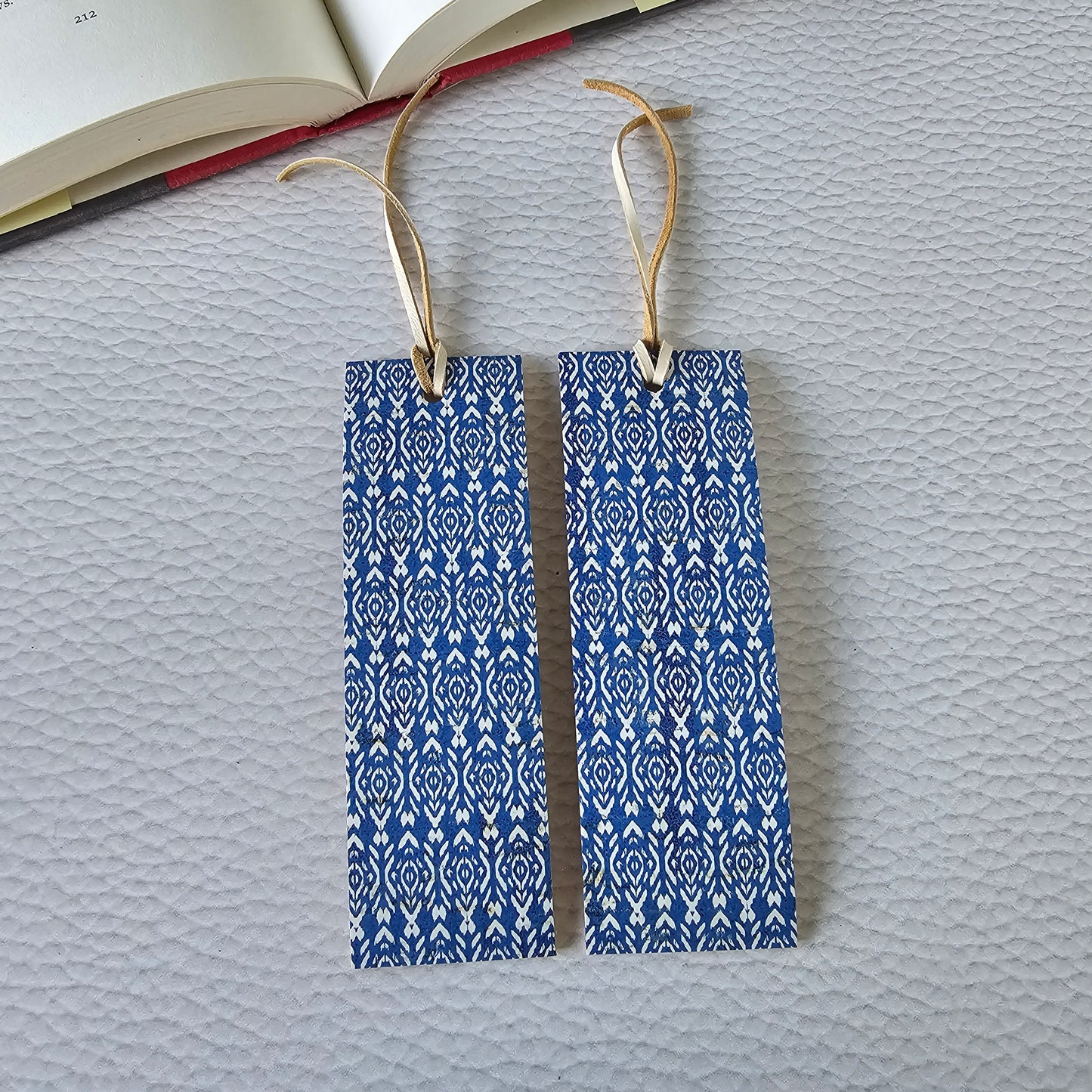 Navy Boho Diamonds Leather Bookmark