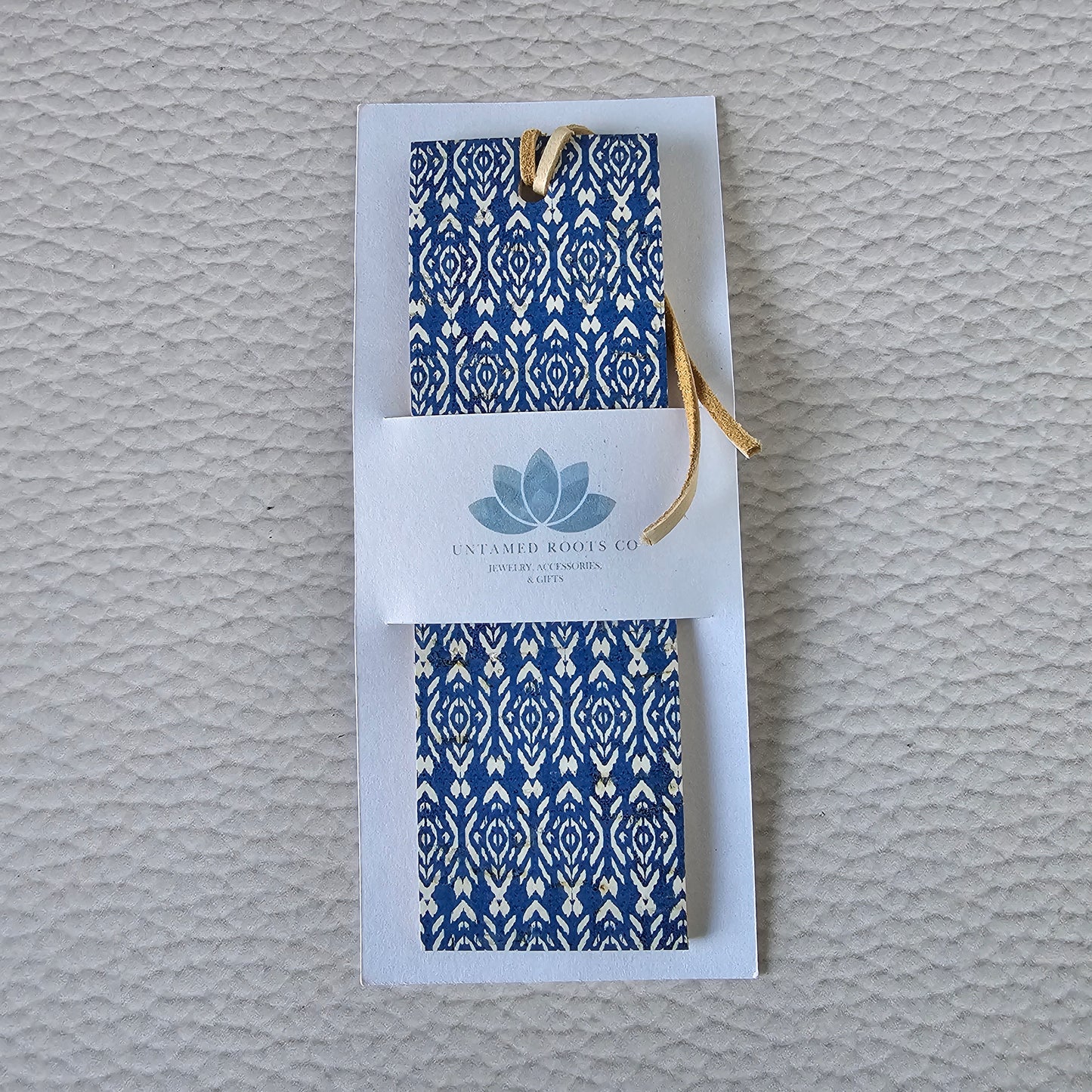 Navy Boho Diamonds Leather Bookmark