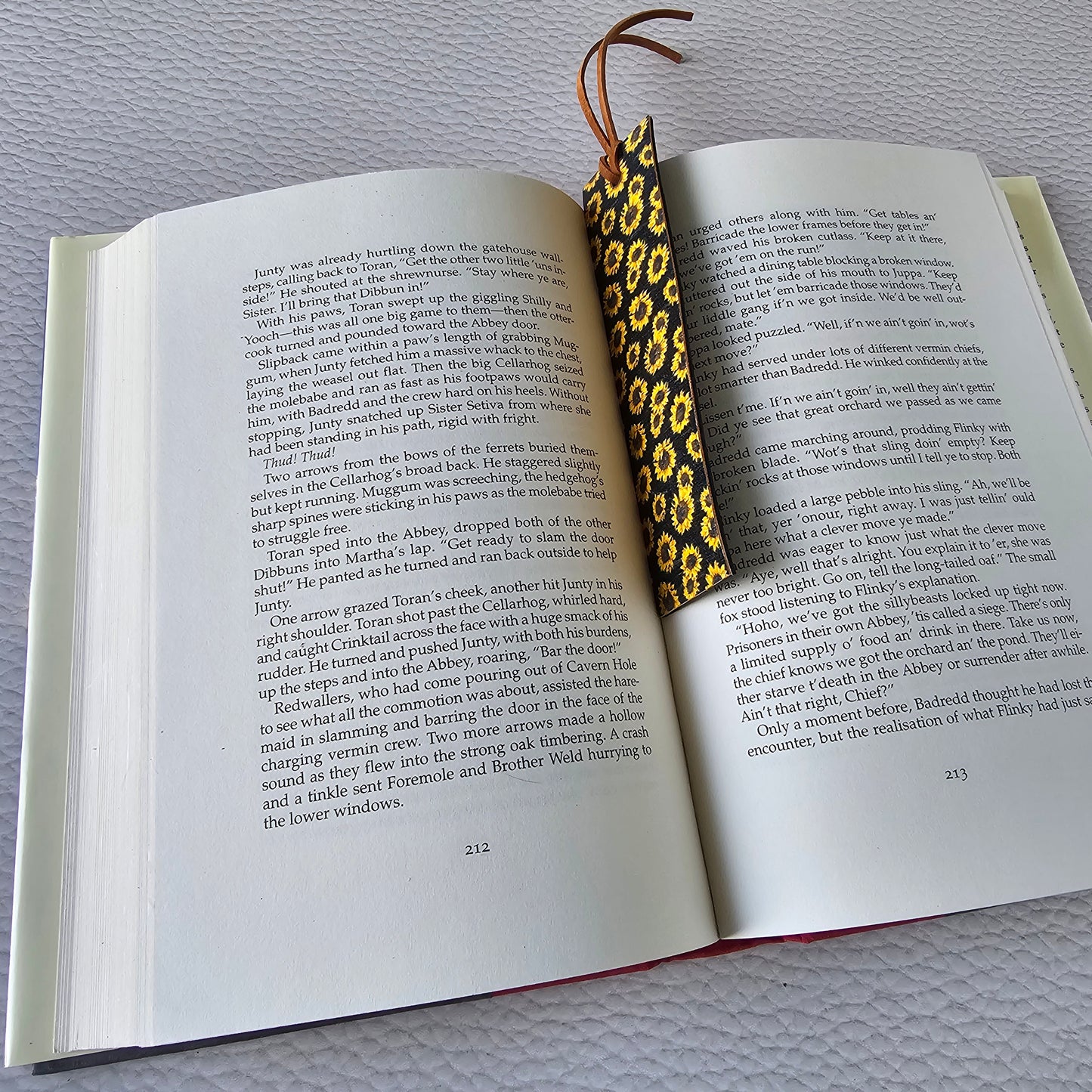 Black Sunflowers Leather Bookmark