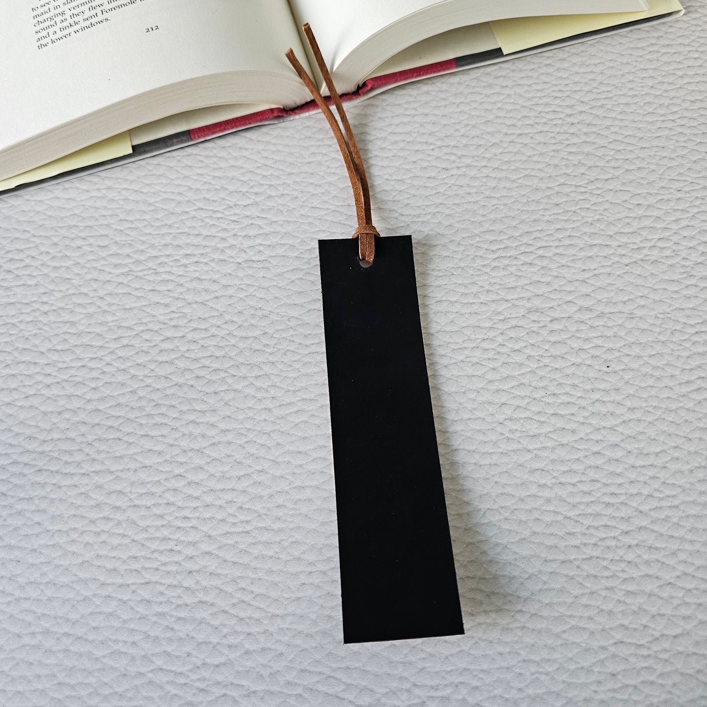Black Sunflowers Leather Bookmark