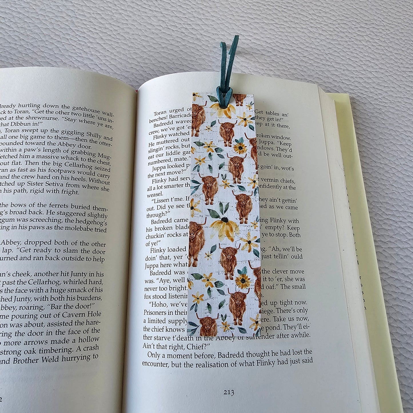 Highland Cow Leather Bookmark