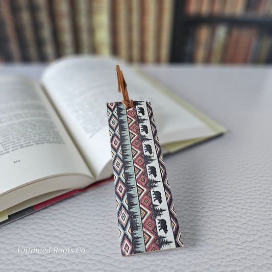 Tribal Bears Leather Bookmark