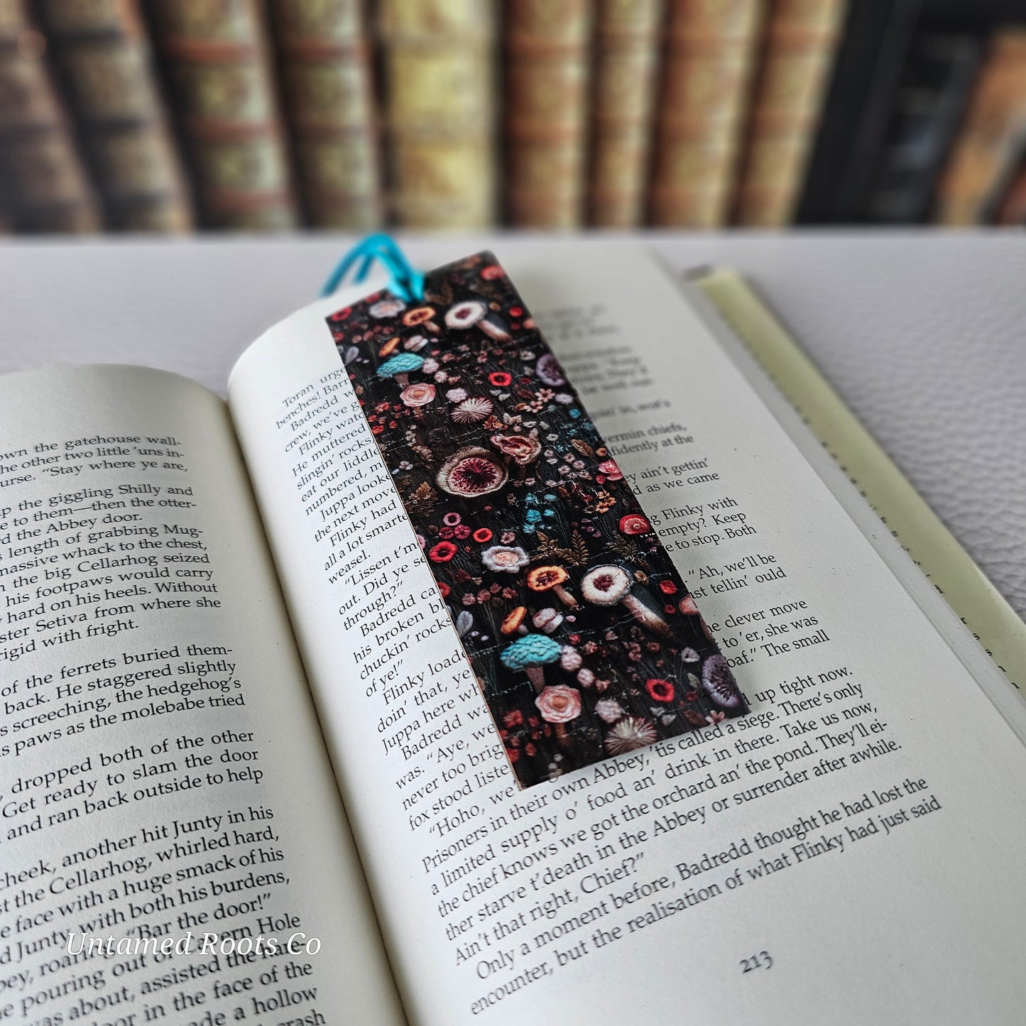 Dark Mushrooms Leather Bookmark