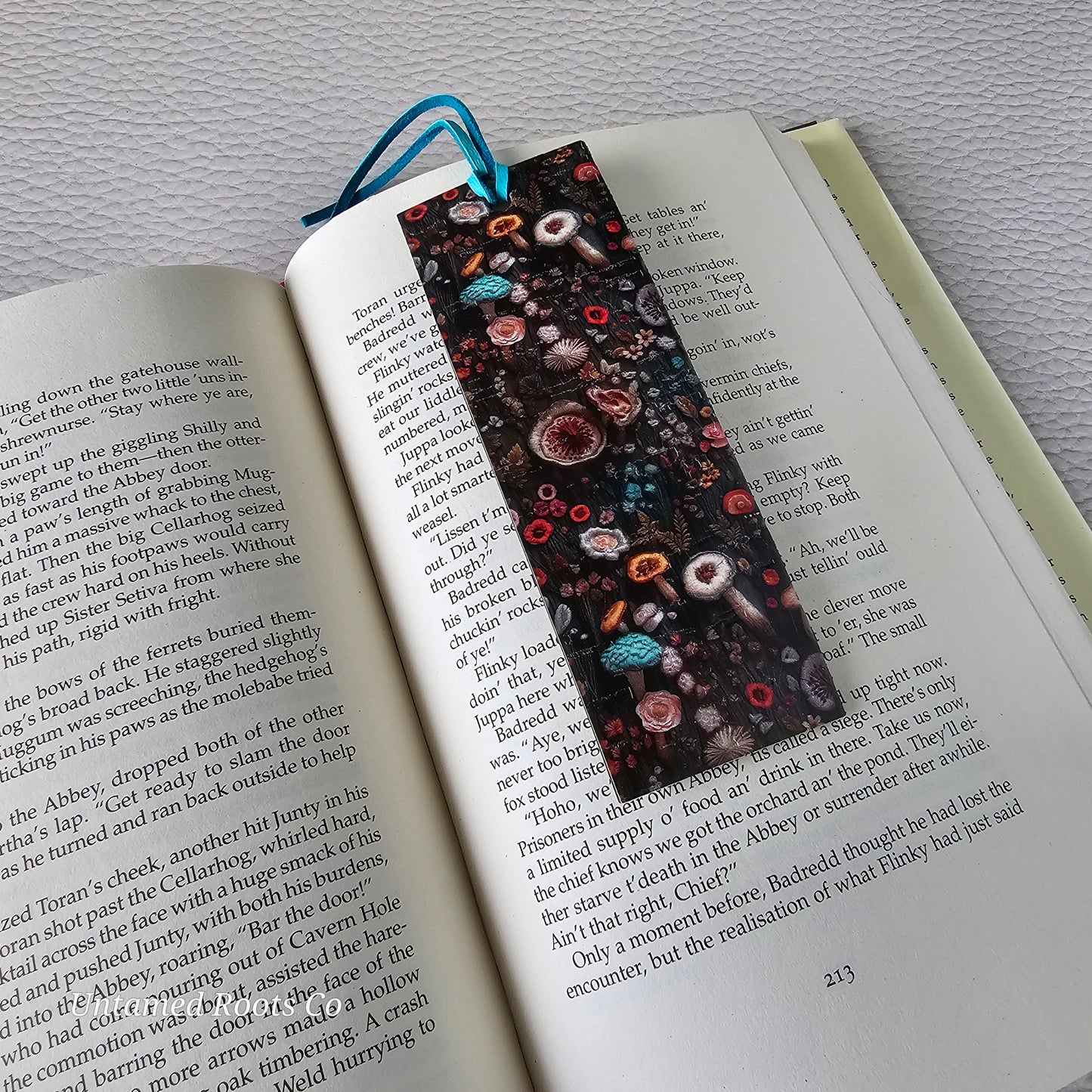 Dark Mushrooms Leather Bookmark