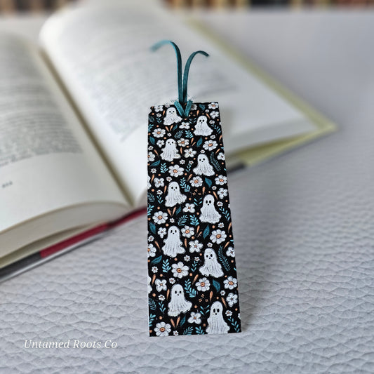 Floral Ghosts Leather Bookmark