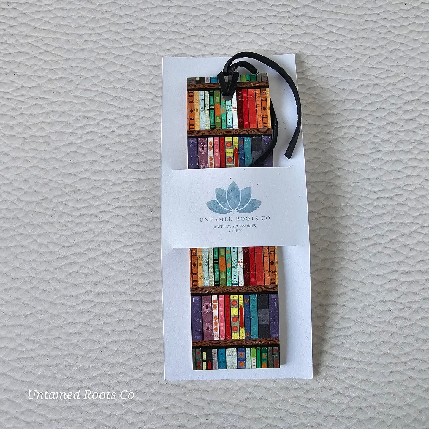 Bookshelves Leather Bookmark