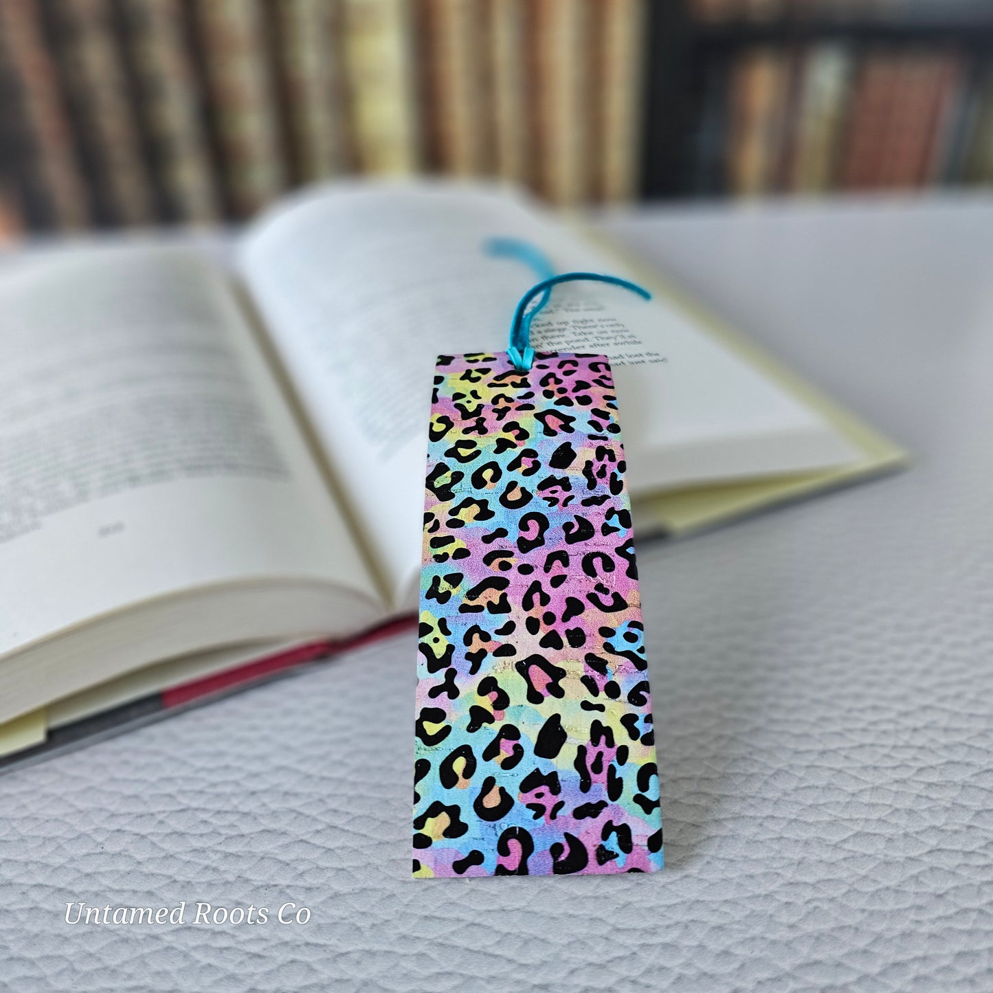 Rainbow Leopard Leather Bookmark