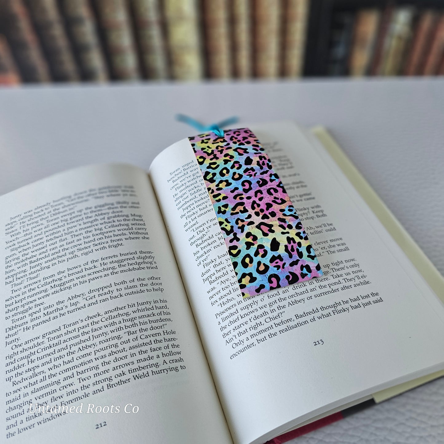 Rainbow Leopard Leather Bookmark