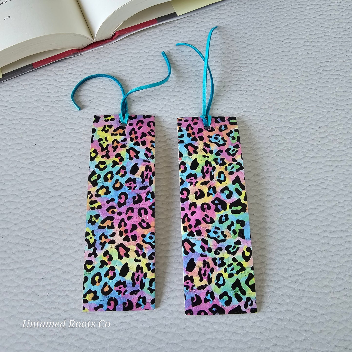 Rainbow Leopard Leather Bookmark