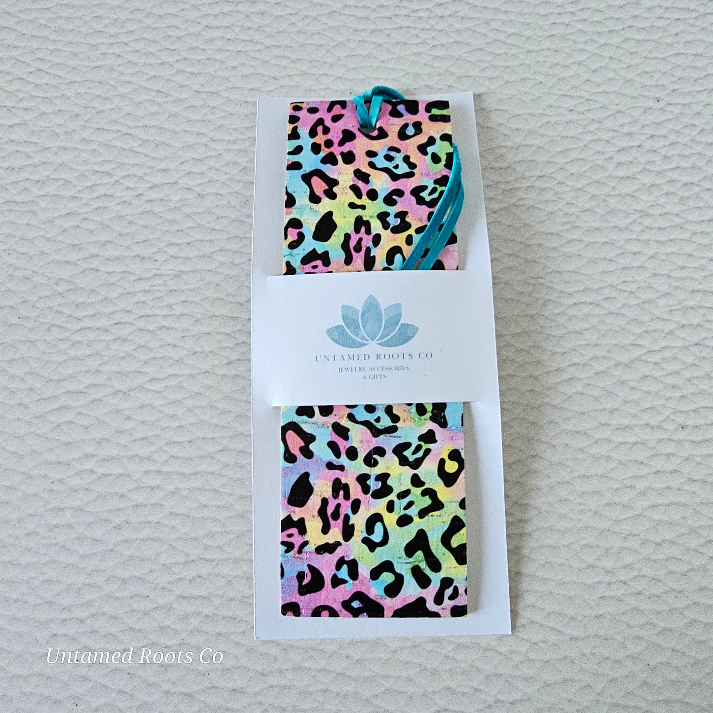 Rainbow Leopard Leather Bookmark