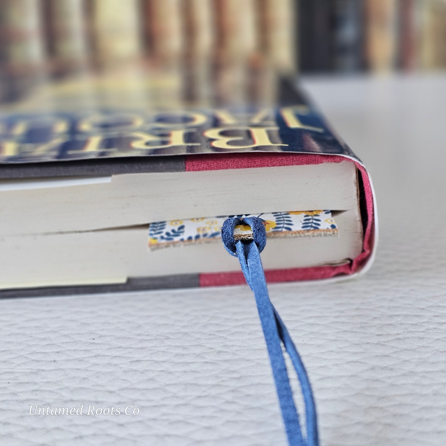 Retro Floral Leather Bookmark