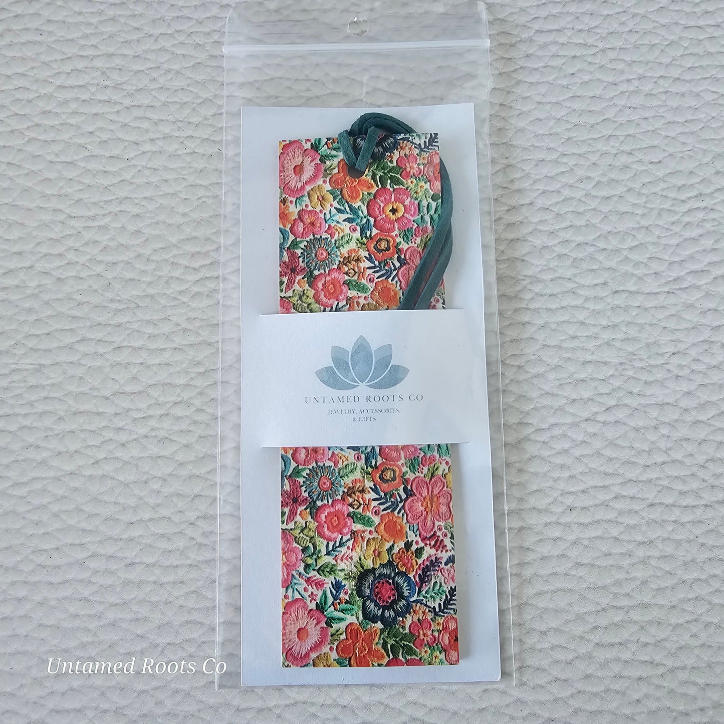 Bright Floral Leather Bookmark