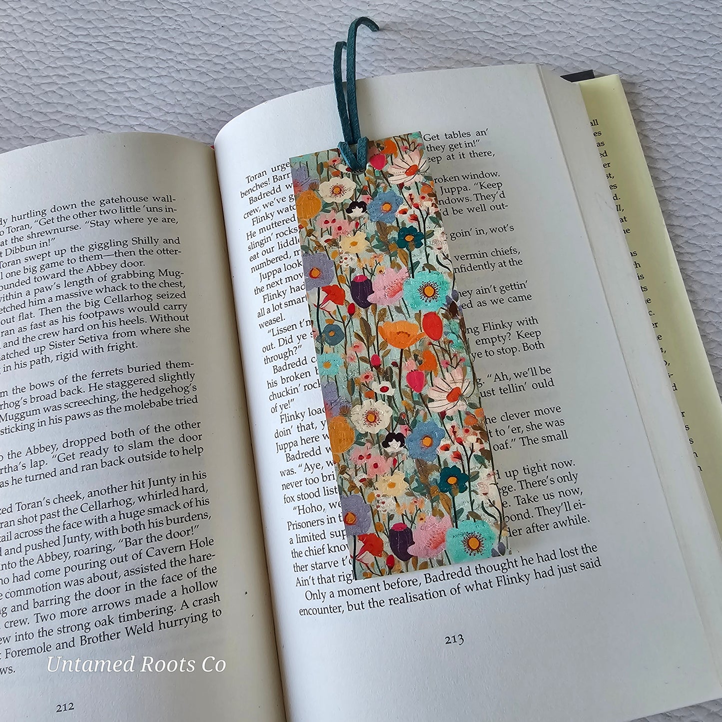 Watercolor Floral Leather Bookmark