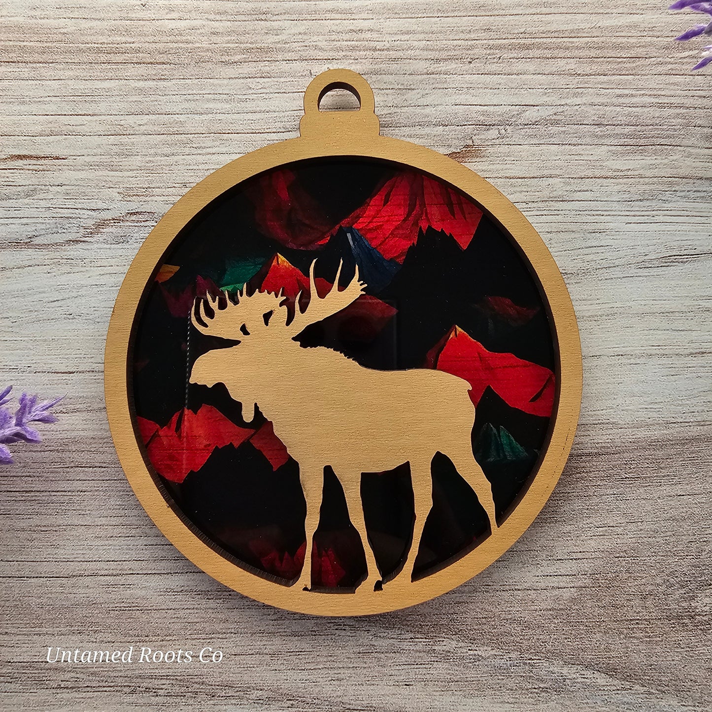 Moose Suncatcher Ornament - Translucent Bold Mountains
