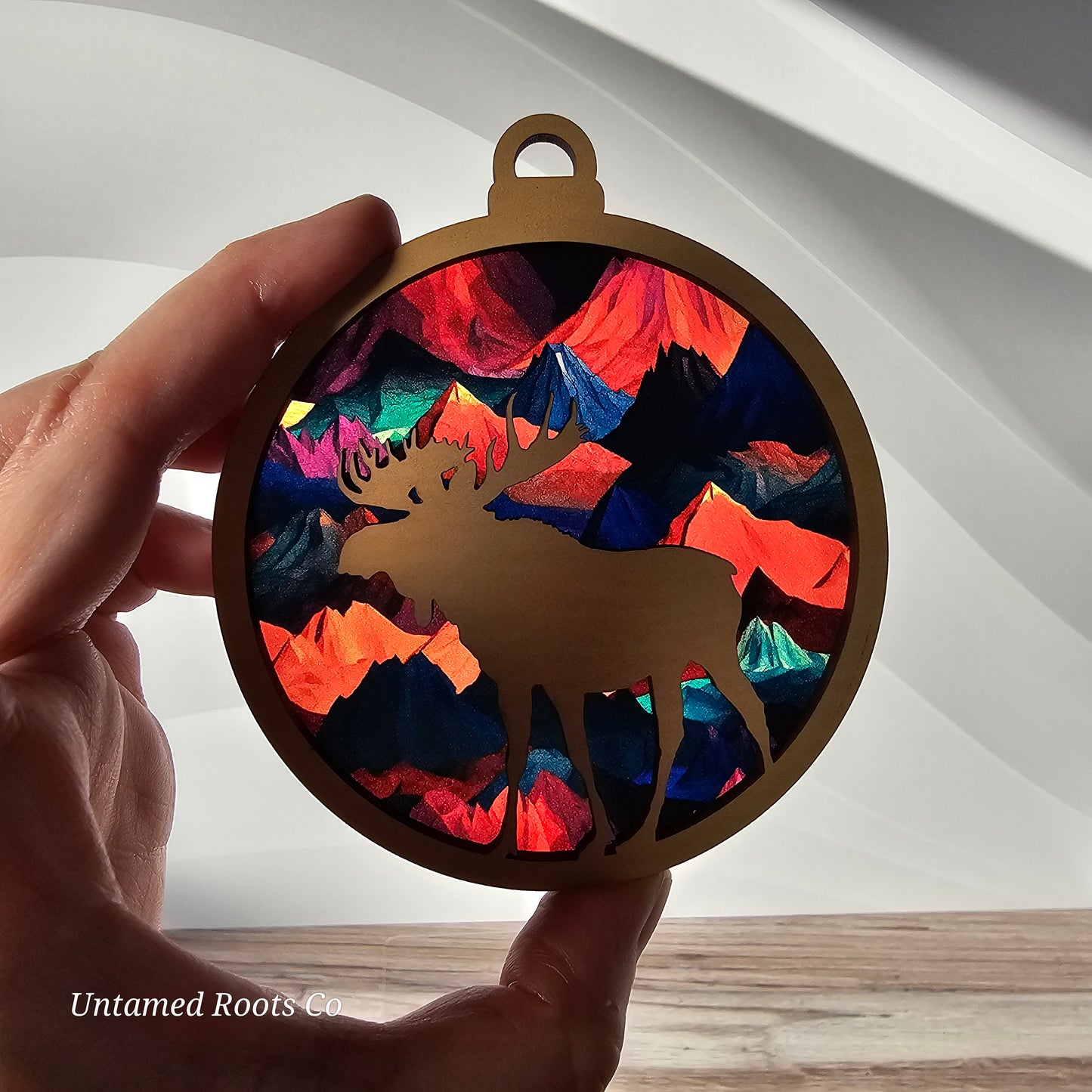 Moose Suncatcher Ornament - Translucent Bold Mountains