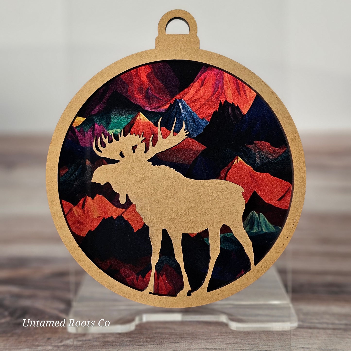 Moose Suncatcher Ornament - Translucent Bold Mountains