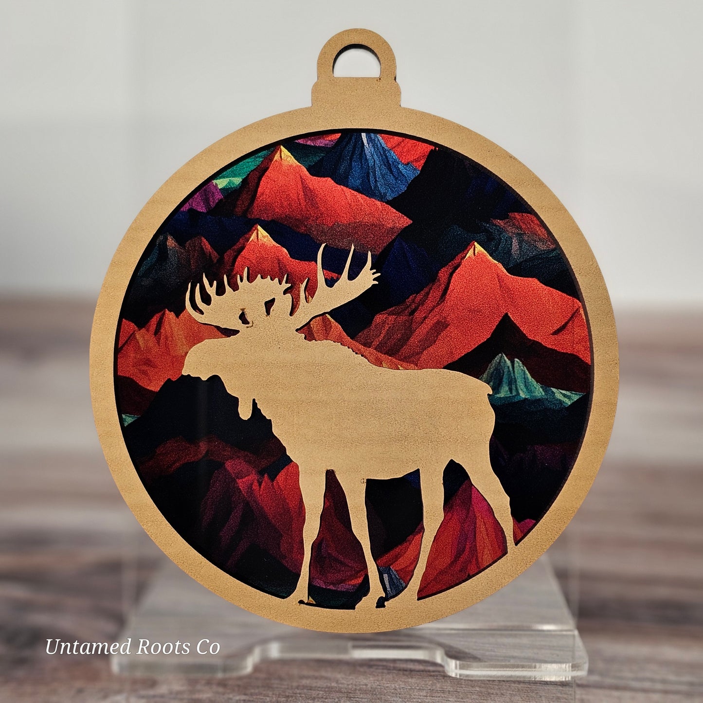 Moose Suncatcher Ornament - Translucent Bold Mountains