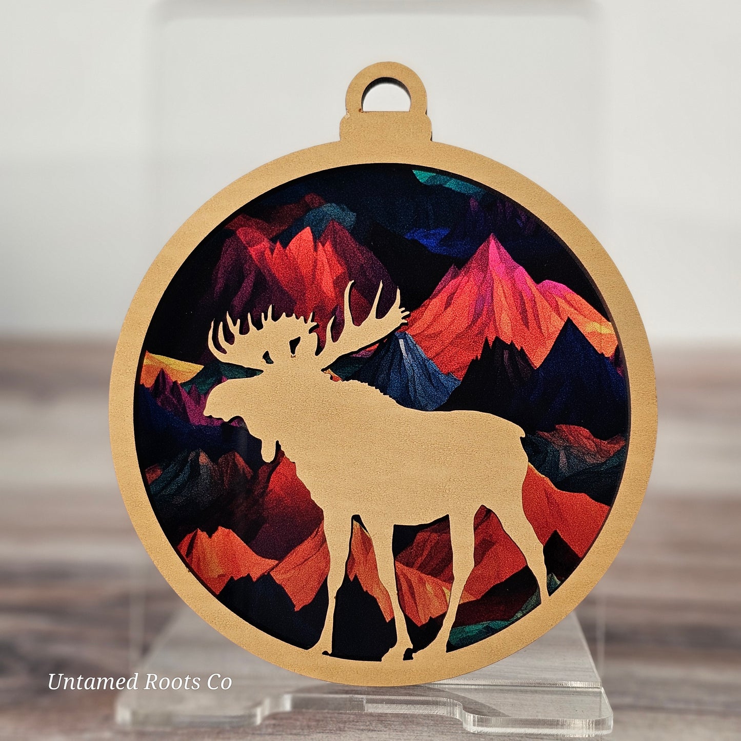 Moose Suncatcher Ornament - Translucent Bold Mountains