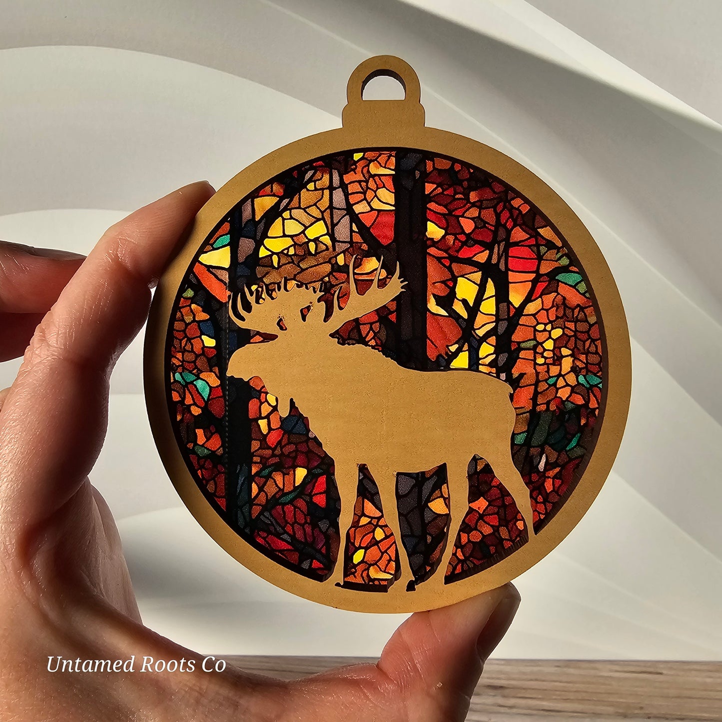 Moose Suncatcher Ornament - Translucent Stained Glass Trees