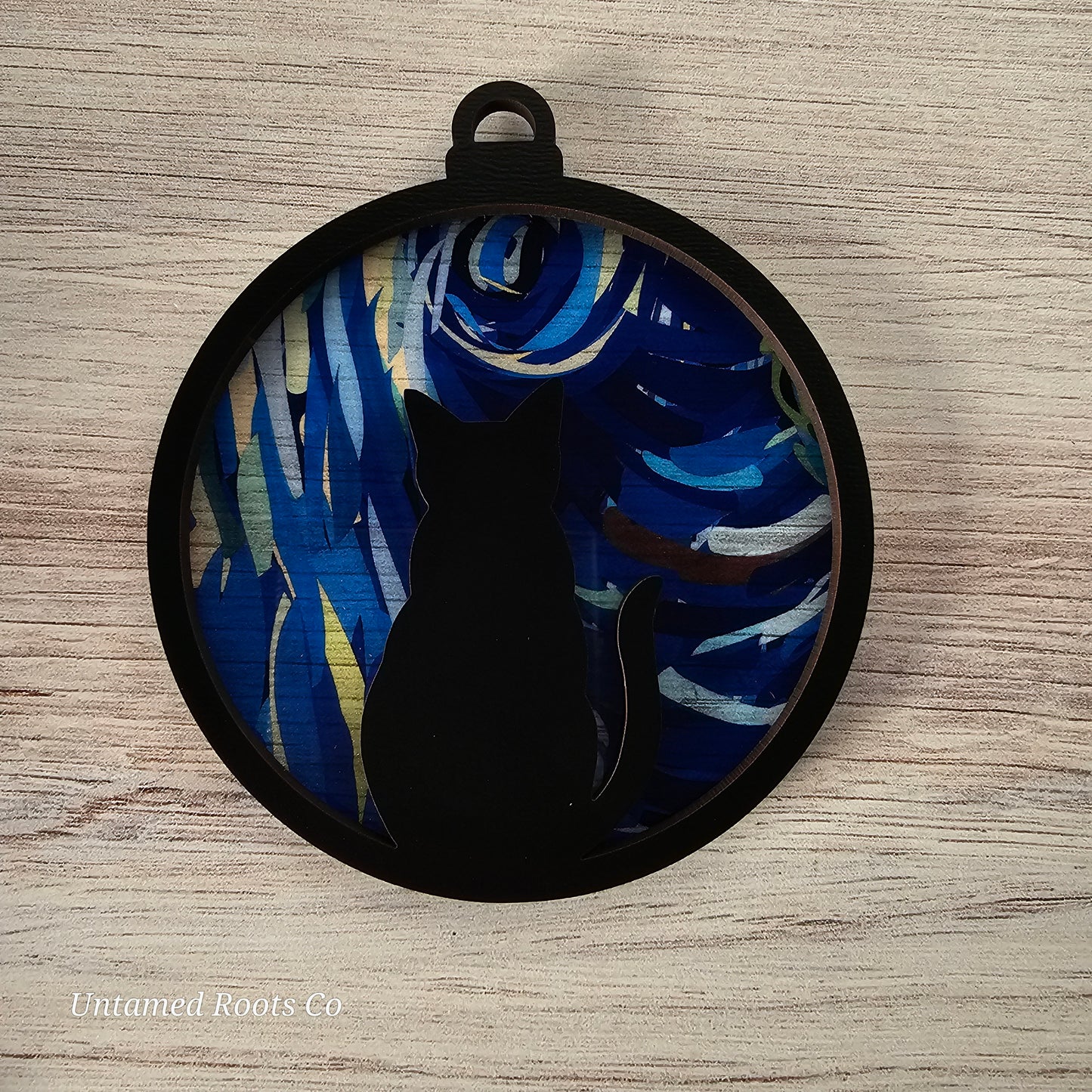 Cat Suncatcher Ornament - Translucent Starry Night