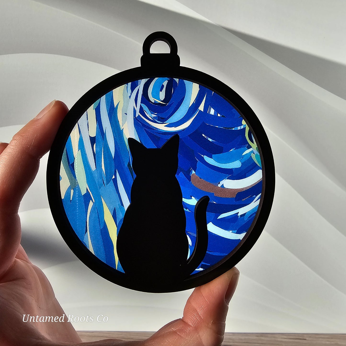 Cat Suncatcher Ornament - Translucent Starry Night