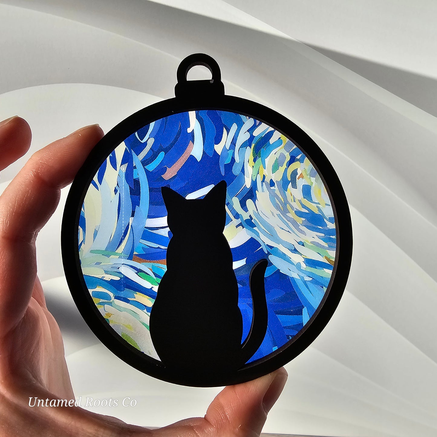 Cat Suncatcher Ornament - Translucent Starry Night