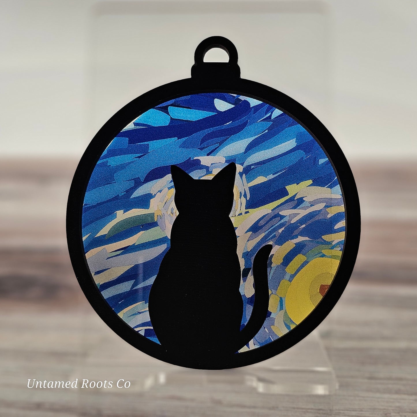 Cat Suncatcher Ornament - Translucent Starry Night