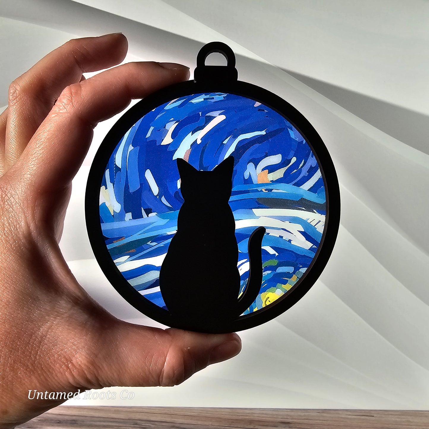 Cat Suncatcher Ornament - Translucent Starry Night