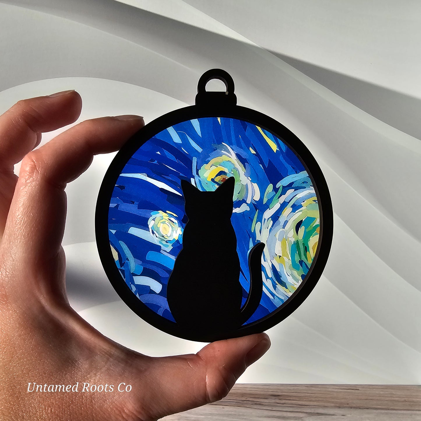 Cat Suncatcher Ornament - Translucent Starry Night