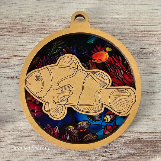 Clownfish Suncatcher Ornament - Translucent Coral Reef