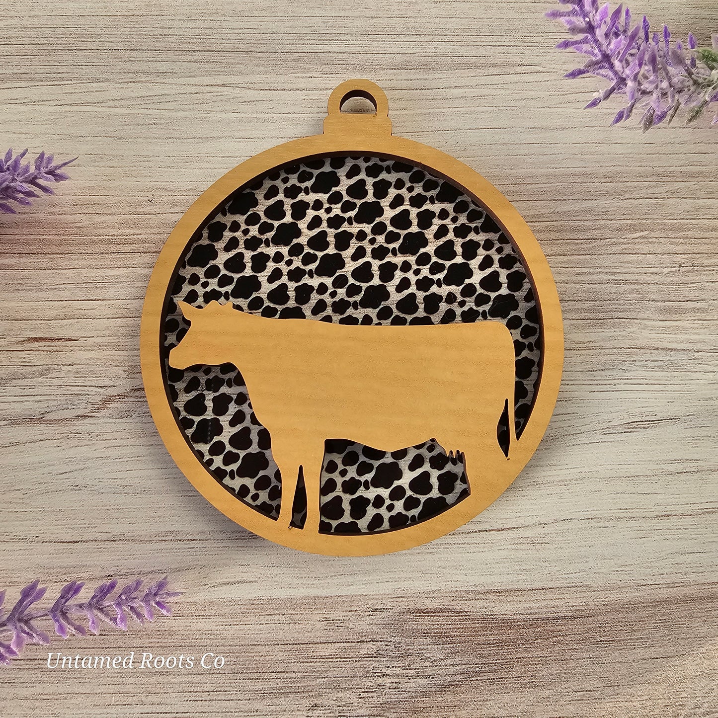 Cow Suncatcher Ornament - Translucent Cow Print