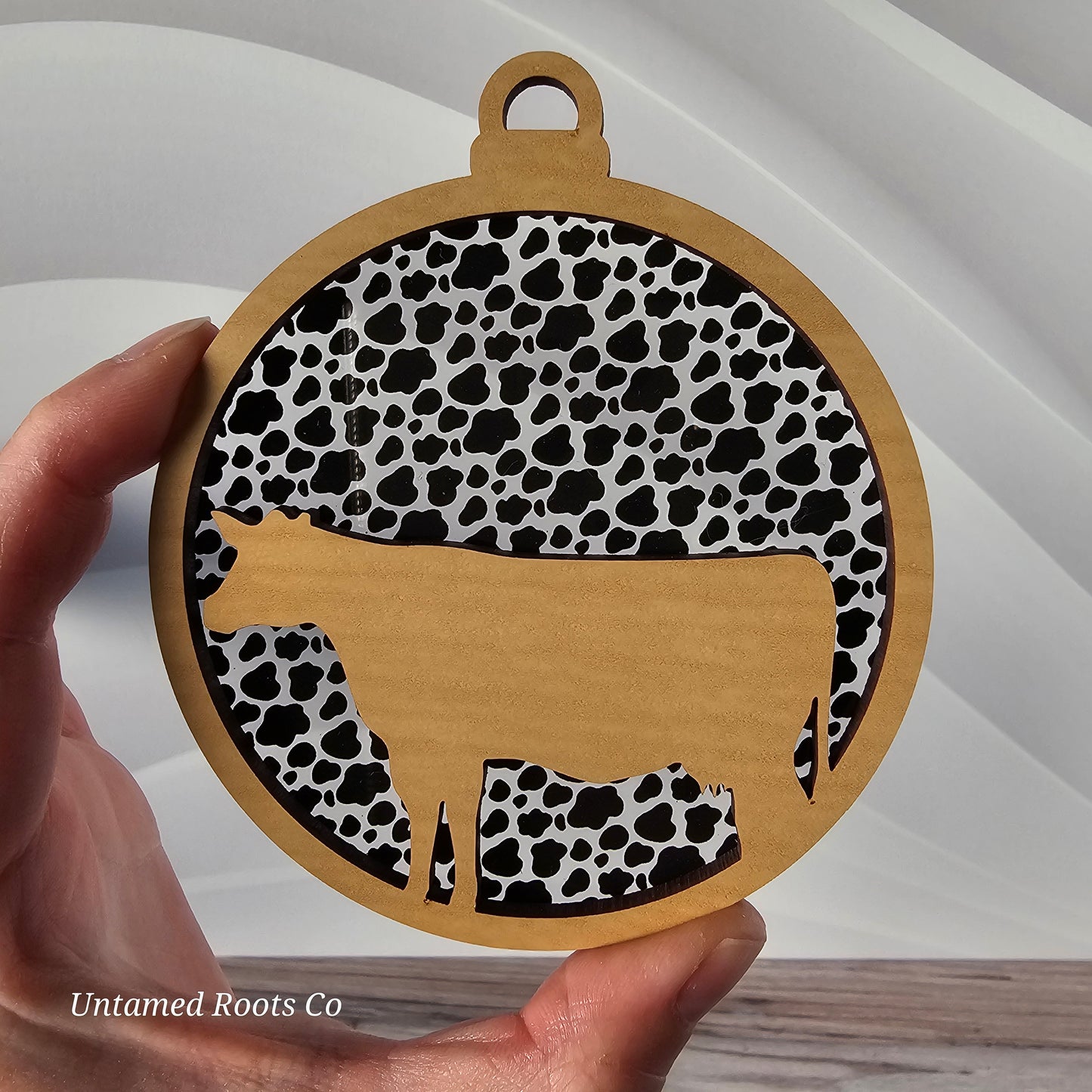 Cow Suncatcher Ornament - Translucent Cow Print