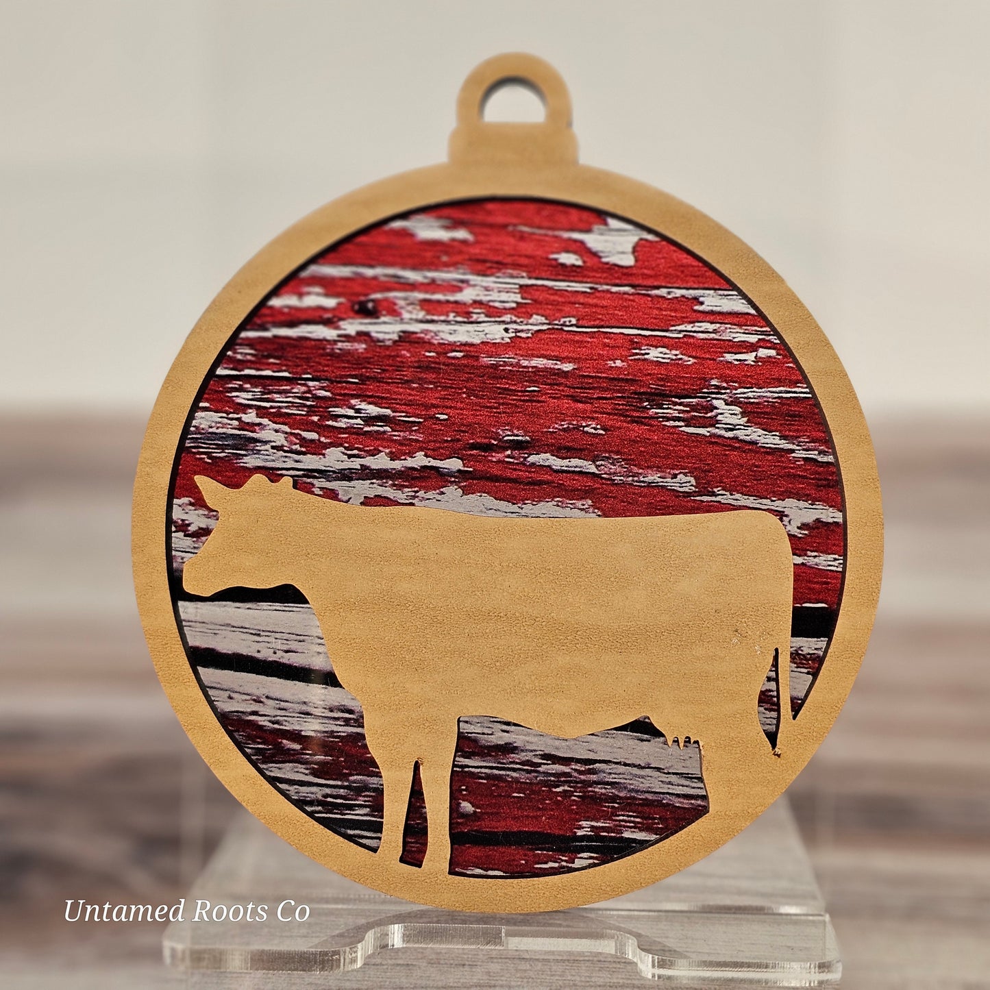 Cow Suncatcher Ornament - Translucent Barn